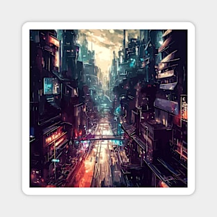 Futuristic japan cityscape Magnet