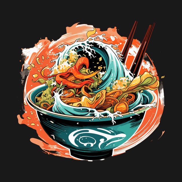 Ramen Noodles Wave Bowl Japan by Vermilion Seas