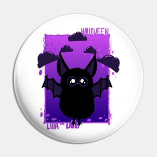 Black Halloween Bat  | Purple Clouds | Lilla The Lamb Pin
