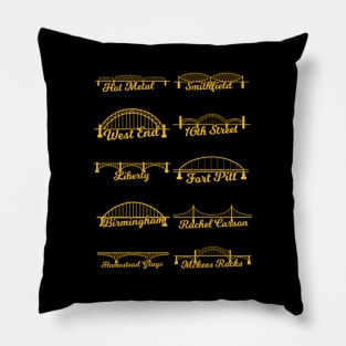 Sl City Of Pittsburgh Bridges 412 Black And Pillow