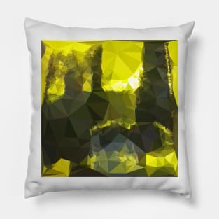 Electric Lime Yellow Abstract Low Polygon Background Pillow