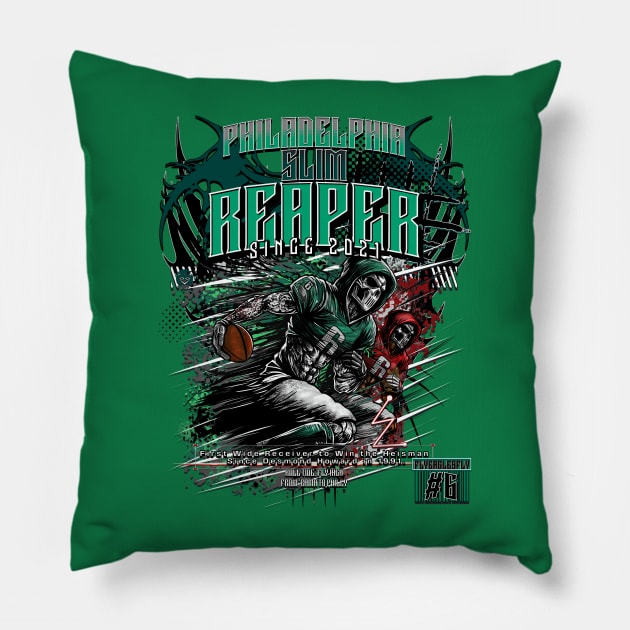 Lincoln Financial: Gridiron's Slim Reaper Devonta Smith Pillow by HauzKat Designs Shop