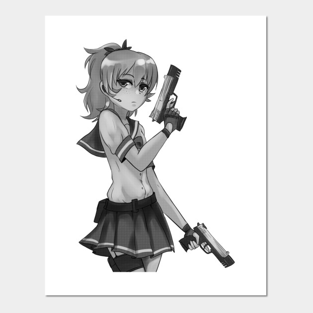 Gun Girl Anime Girls Affiche Et Impression D Art Teepublic Fr