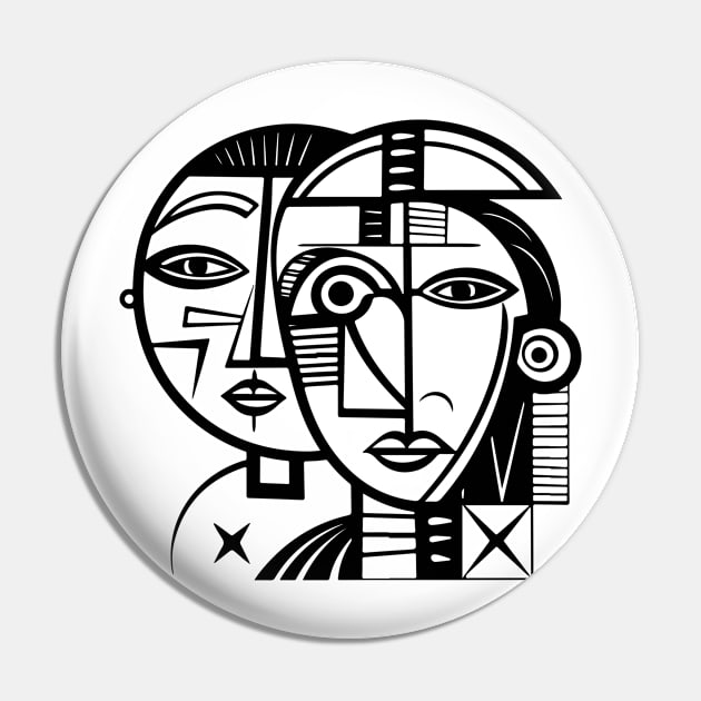 Cubist Woman Pin by n23tees