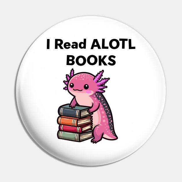 Kawaii Axolotl Book Lover Pin by dinokate