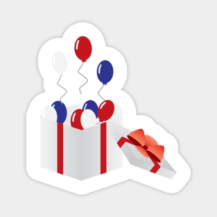 4th of july gift box and Balloons Magnet