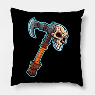 Primitive skull axe, old RPG inspired Pillow