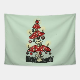 Vintage Fairy Mushroom Christmas Tree Tapestry