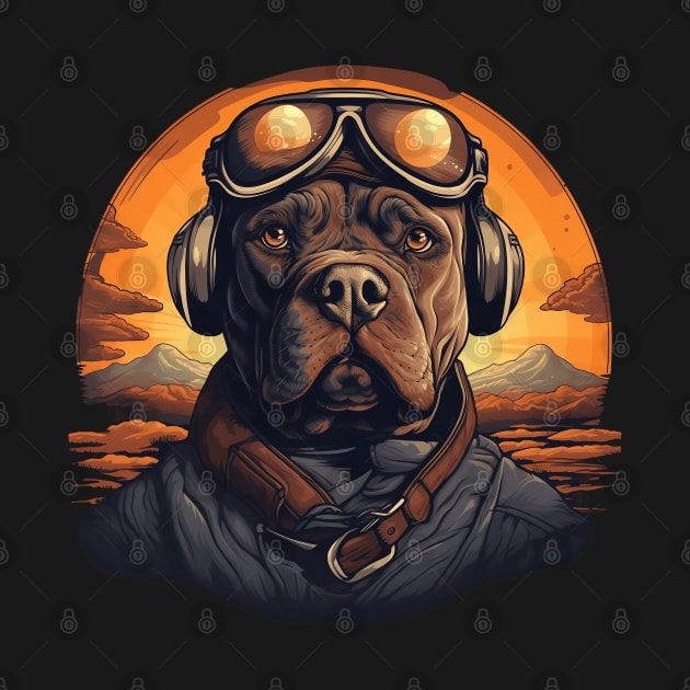 Brown Pitbull Dog Funny Pilot by origato