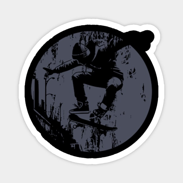 Grunge Urban Skateboarder Graffiti Style - Grey Magnet by Gallery XXII