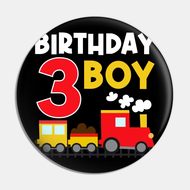 I'm 3 Birthday Boy 3rd Bday Train Car Fire Truck Pin by OHC t-shirt