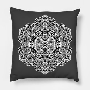 Elegant Mandala - White Pillow