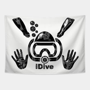 IDive Scuba Dive Liquid Black Original Scuba Diving Dive Original Tapestry