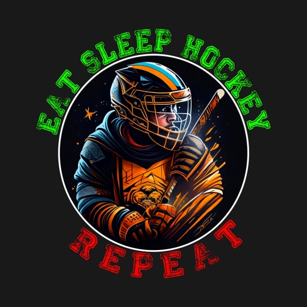 EAT SLEEP HOCKEY REPEAT by KANDIM'S Studio