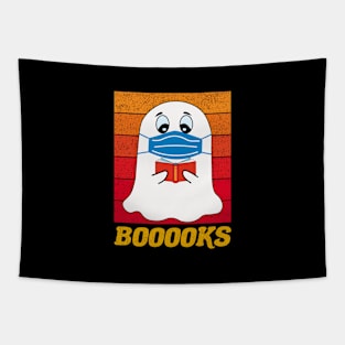 Cute ghost reading a booooks Funny Halloween Teacher Tapestry