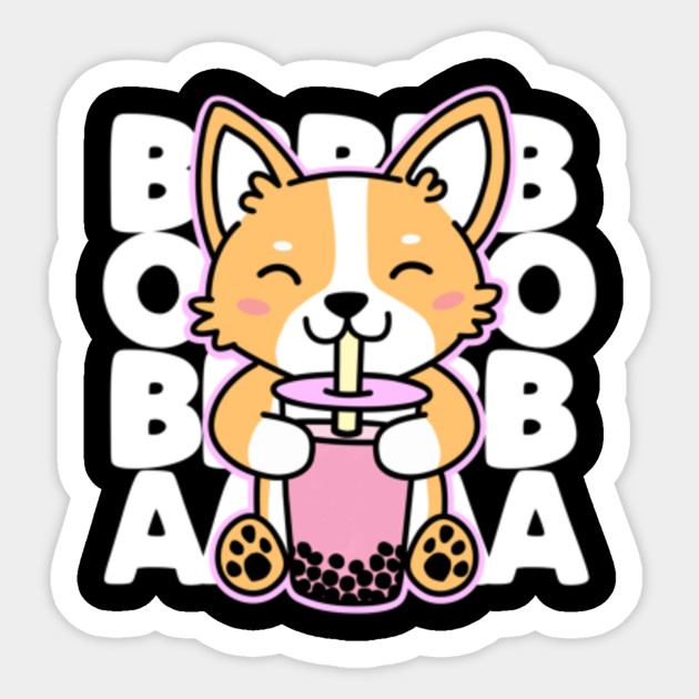 Boba Anime Dog Corgi Tea Drink Dark Boba Anime Dog Corgi Tea Drink Dark Sticker Teepublic Au
