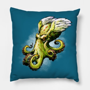 Green Octopus on the wings Pillow