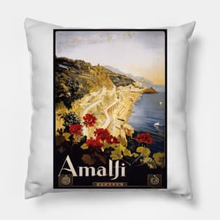 Amalfi, Italy Vintage Travel Poster Design Pillow