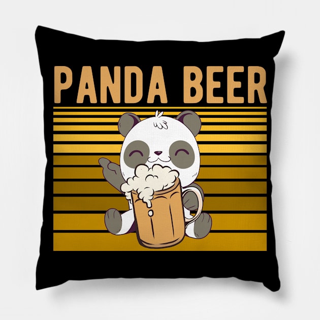 Funny Panda With Beer - Panda Beer Pillow by HappyGiftArt