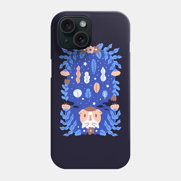 Guinea Pig with flowers and leaves Phone Case by Noristudio