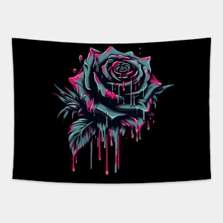 Dark rose dripping art Tapestry