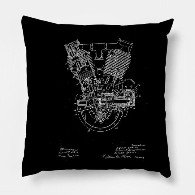 internal combustion engine Vintage Patent Drawing Pillow by TheYoungDesigns