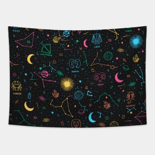 Star sign pattern - Pastel &amp;amp; White Tapestry