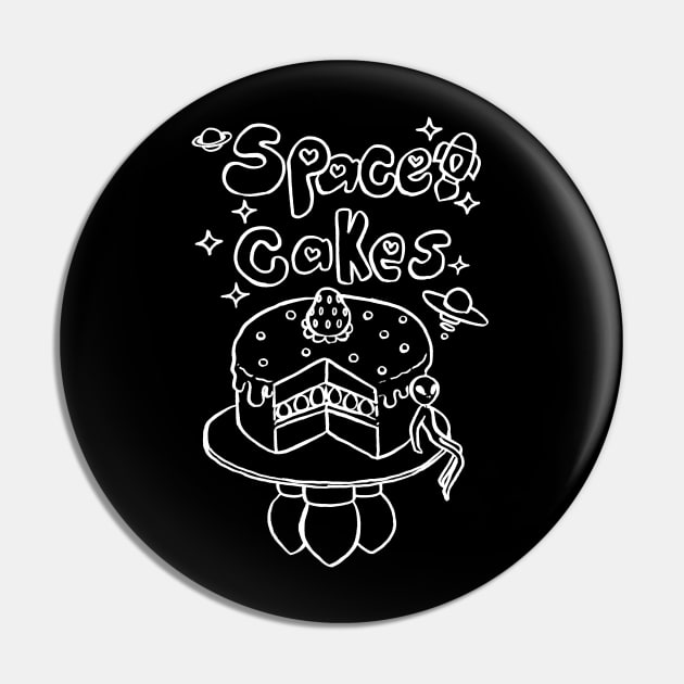 Space Cakes - White Line Pin by saradaboru