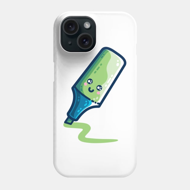 Green Highlighter Pen Kawaii Cute Phone Case by freeves