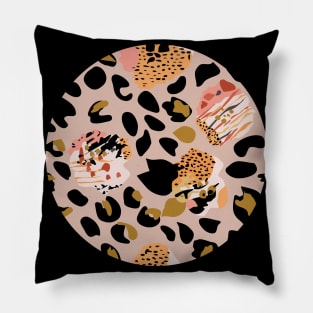 Modern abstract rose and leopard texture beige Pillow