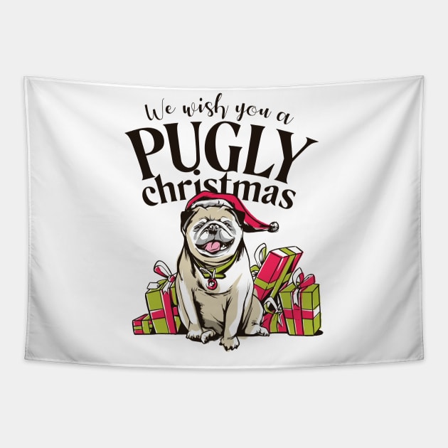 PUGLY CHRISTMAS Tapestry by madeinchorley