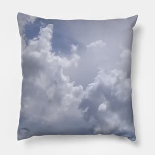 Summer Cloudy Day With Blue Sky and Gray Clouds Pillow