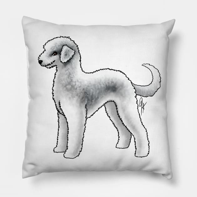 Dog - Bedlington Terrier - Unclipped Blue and White Pillow by Jen's Dogs Custom Gifts and Designs