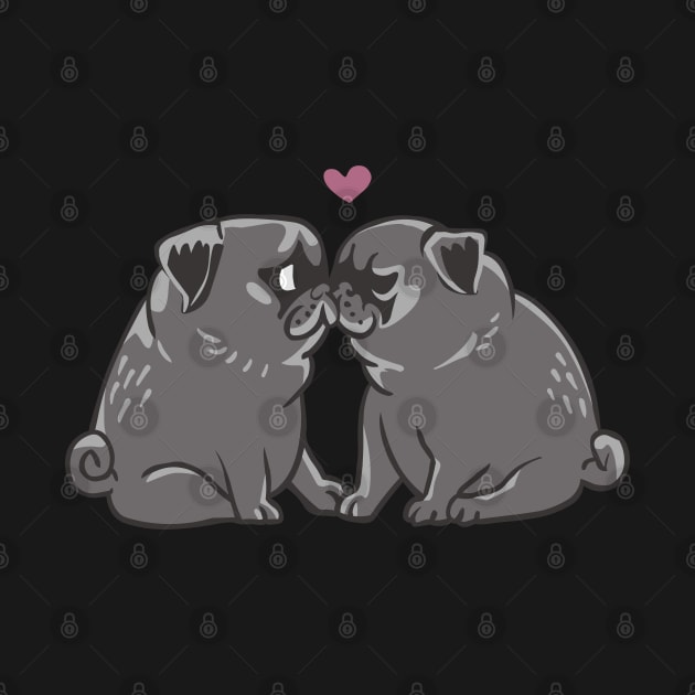 Black Pug Kisses by huebucket