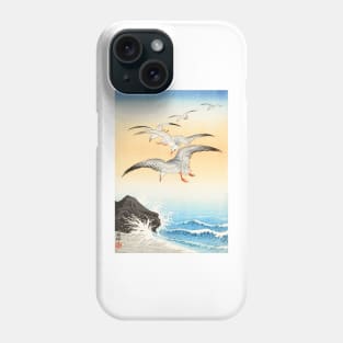 Five seagulls above turbulent sea (1900 - 1930) by Ohara Koson - Original Phone Case