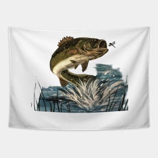 Largemouth Bass Jumping Tapestry