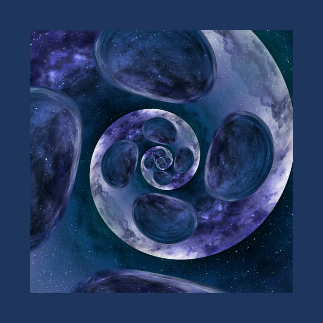 Blue Galaxy Squid Planet Fantast by Moon Art