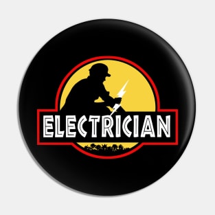 Electrician Jurassic Park Logo Parody Pin