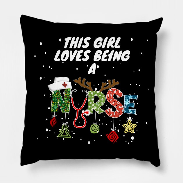 THIS GIRL LOVES BEING A NURSE Pillow by HALLSHOP