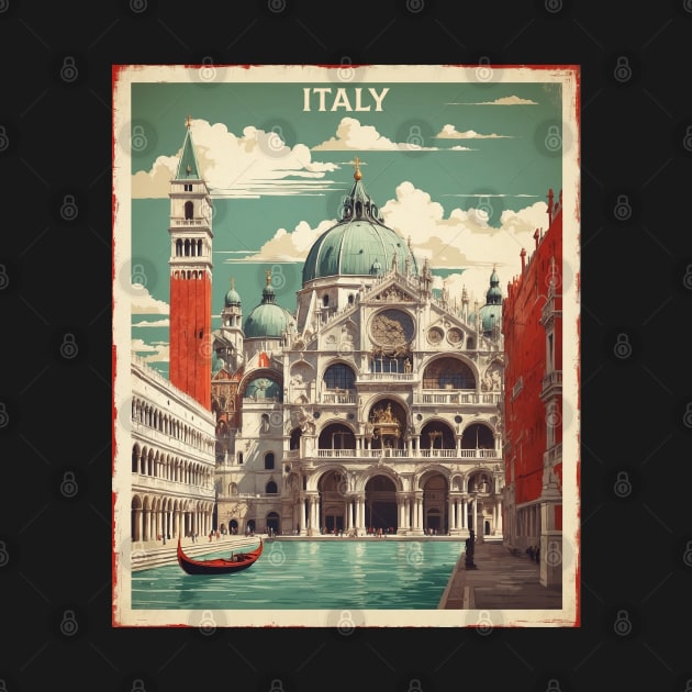 Saint Marks Basilica and Doges Palace Italy Vintage Tourism Travel Poster by TravelersGems
