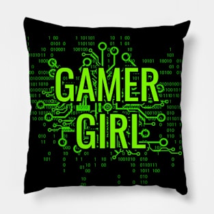 GAMER GIRL Green cyber circuit Pillow