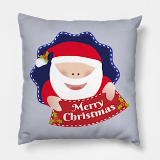 Merry Christmas Santa Claus blue Pillow