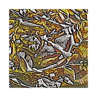 Bird In Tree Relief #2e T-Shirt