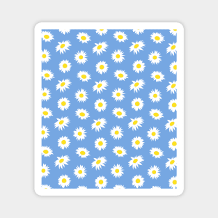 Daisy Ditsy Pattern on Blue Magnet