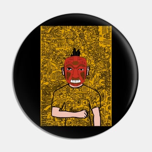 Monique NFT - MaleMask with AztecEye Color and DarkSkin on TeePublic Pin