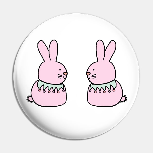 Pink Bunny Rabbit Duo Pin by ellenhenryart