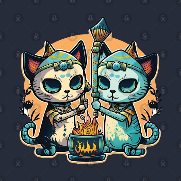 Voodoo Cats Casting Mysterious Spell by Cute Pets Stickers