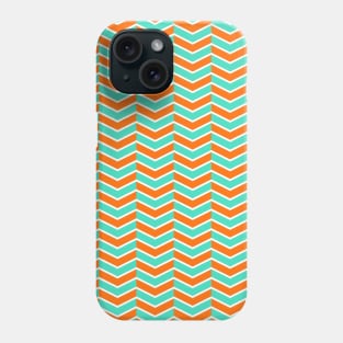 Mint Green, Orange and White Chevron Arrow Pattern Phone Case