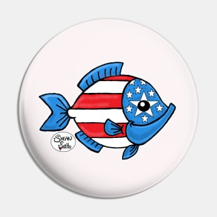 American flag fish gift for special USA holidays Pin