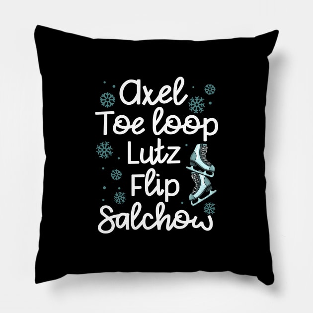 Axel, Toe Loop, Flip, Lutz, Salchow - Figure Skating Gift Pillow by biNutz